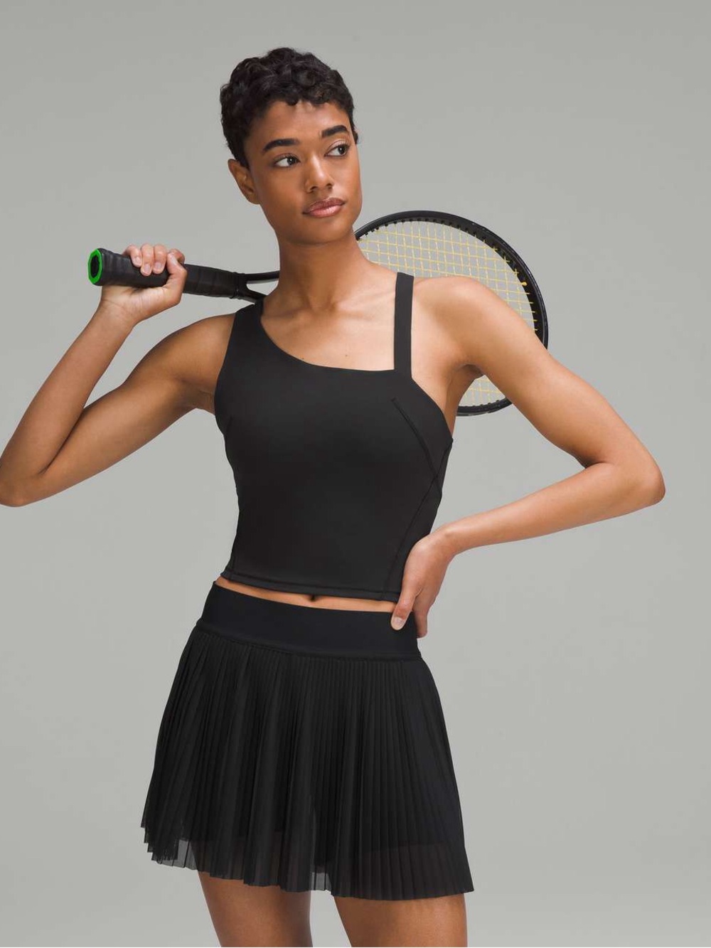 Lululemon True Black Everlux Asymmetrical Tennis Athletic Tank Top Size 4